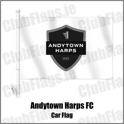 Andytown Harps FC Car Flag with the club crest and colours, Antrim Football - ClubFlags.ie