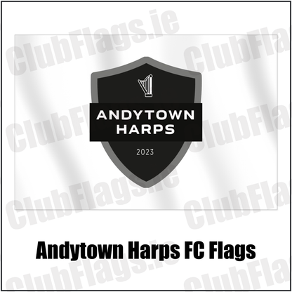 Andytown Harps FC Flags with the club crest and colours, Antrim Football - ClubFlags.ie