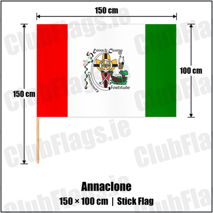 Annaclone 100cm x 150cm Stick Flag with the club crest and colours, Down GAA - ClubFlags.ie