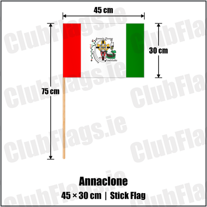 Annaclone 30cm x 45cm Stick Flag with the club crest and colours, Down GAA - ClubFlags.ie