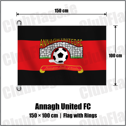 Annagh United FC 150cm x 100cm Flag Pole Flag with Rings with the verified club crest and colours, Armagh Football - ClubFlags.ie