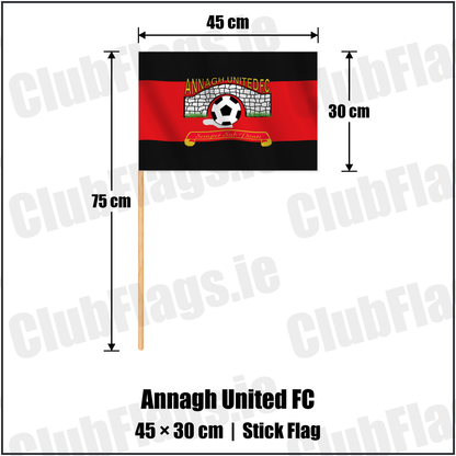 Annagh United FC 30cm x 45cm Stick Flag with the verified club crest and colours, Armagh Football - ClubFlags.ie