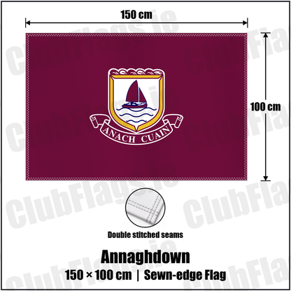 Annaghdown 100cm x 150cm Flag (sewn on the edges) with the club crest and colours, Galway GAA - ClubFlags.ie