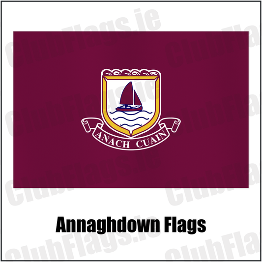 Annaghdown Flags with the club crest and colours, Galway GAA - ClubFlags.ie