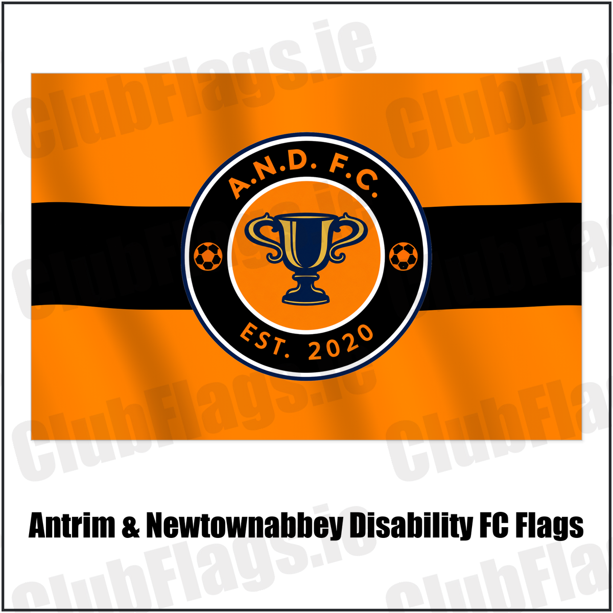Antrim & Newtownabbey Disability FC Flags with the club crest and colours, Antrim Football - ClubFlags.ie