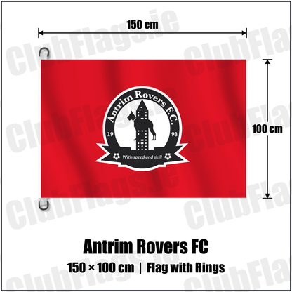 Antrim Rovers FC 150cm x 100cm Flag Pole Flag with Rings with the club crest and colours, Antrim Football - ClubFlags.ie