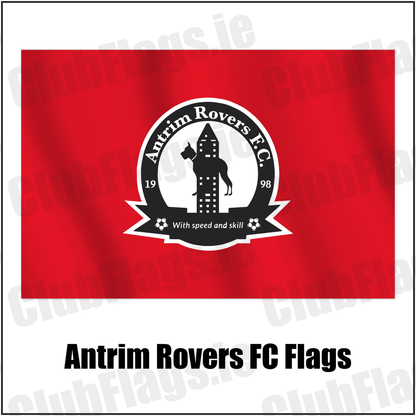 Antrim Rovers FC Flags with the club crest and colours, Antrim Football - ClubFlags.ie