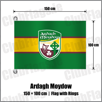 Ardagh Moydow 150cm x 100cm Flag Pole Flag with Rings with the club crest and colours, Longford GAA - ClubFlags.ie