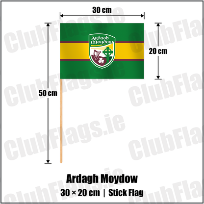 Ardagh Moydow 20cm x 30cm Stick Flag with the club crest and colours, Longford GAA - ClubFlags.ie