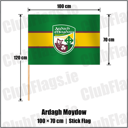 Ardagh Moydow 70cm x 100cm Stick Flag with the club crest and colours, Longford GAA - ClubFlags.ie