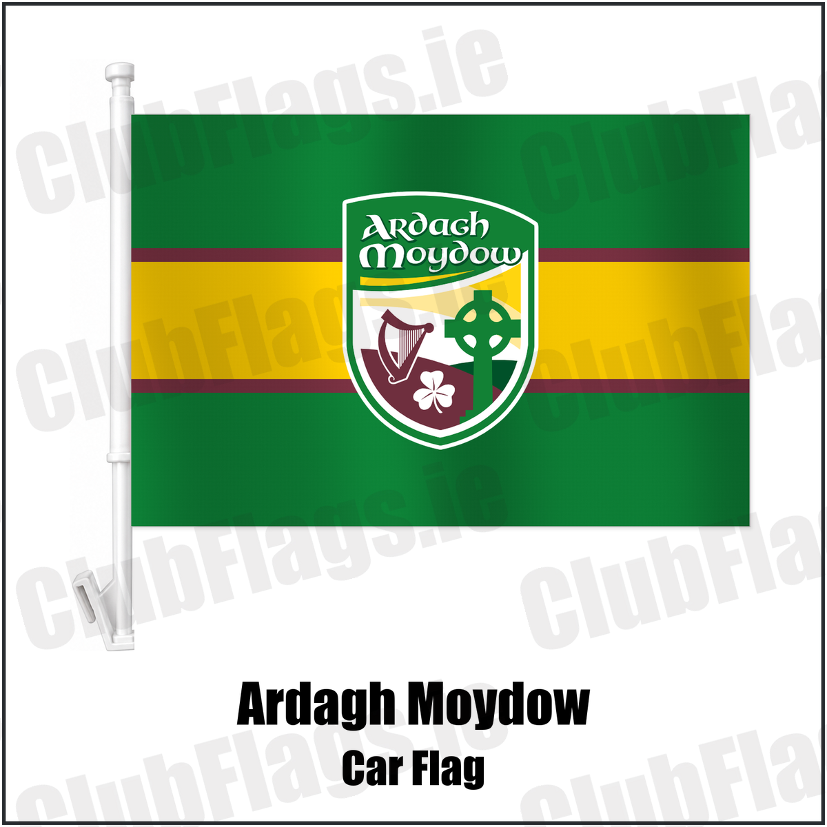 Ardagh Moydow Car Flag with the club crest and colours, Longford GAA - ClubFlags.ie