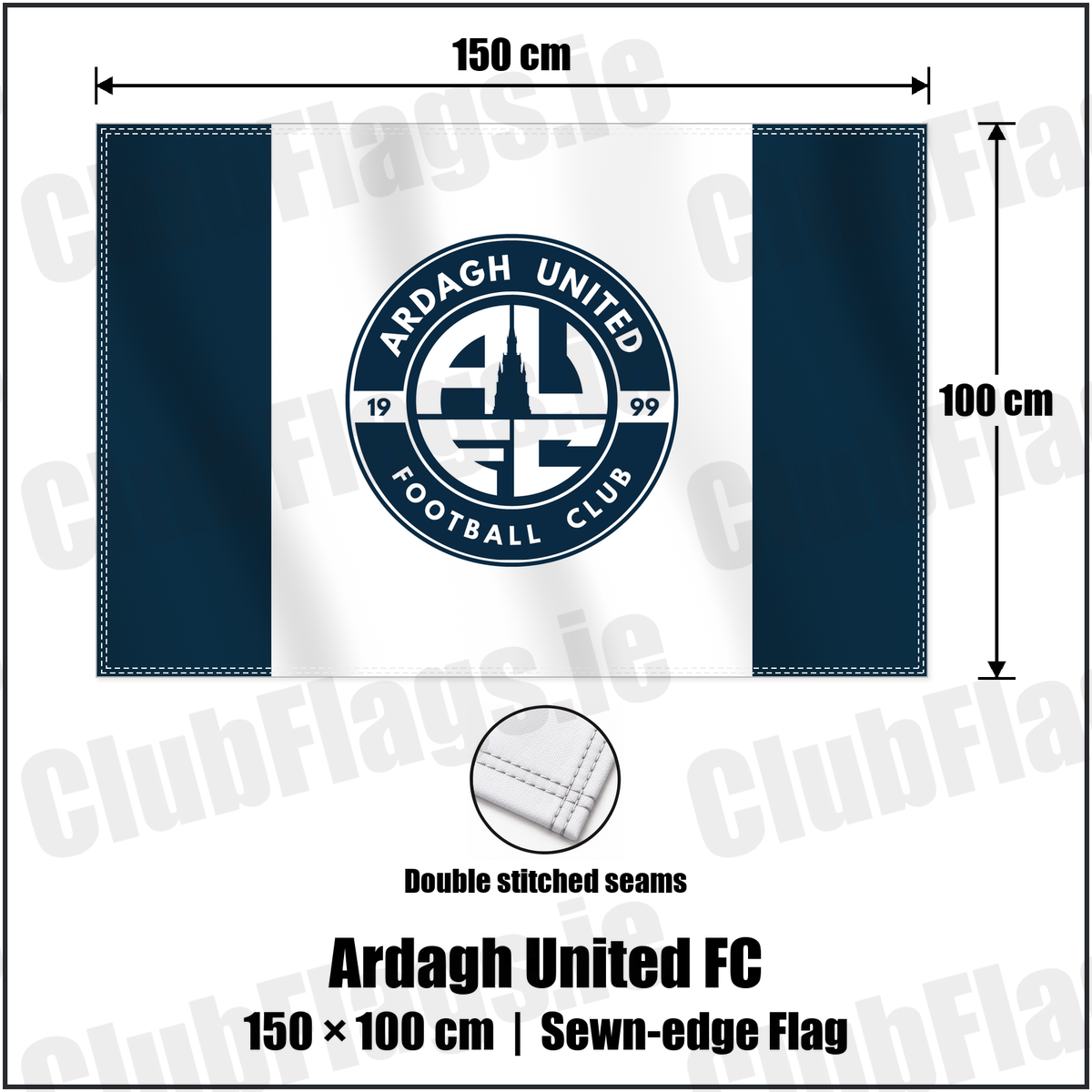 Ardagh United FC 100cm x 150cm Flag (sewn on the edges) with the club crest and colours, Longford Football - ClubFlags.ie