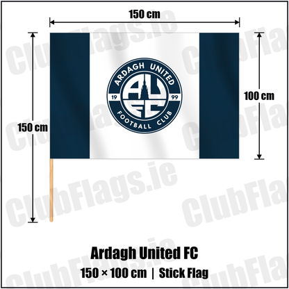 Ardagh United FC 100cm x 150cm Stick Flag with the club crest and colours, Longford Football - ClubFlags.ie
