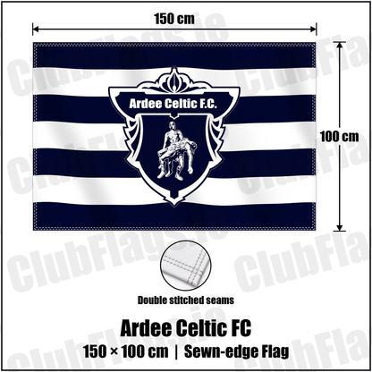 Ardee Celtic FC 100cm x 150cm Flag (sewn on the edges) with the club crest and colours, Louth Football - ClubFlags.ie