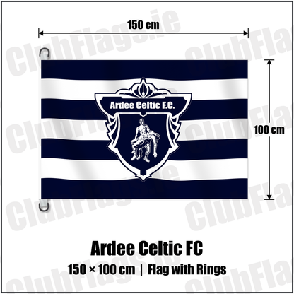 Ardee Celtic FC 150cm x 100cm Flag Pole Flag with Rings with the club crest and colours, Louth Football - ClubFlags.ie