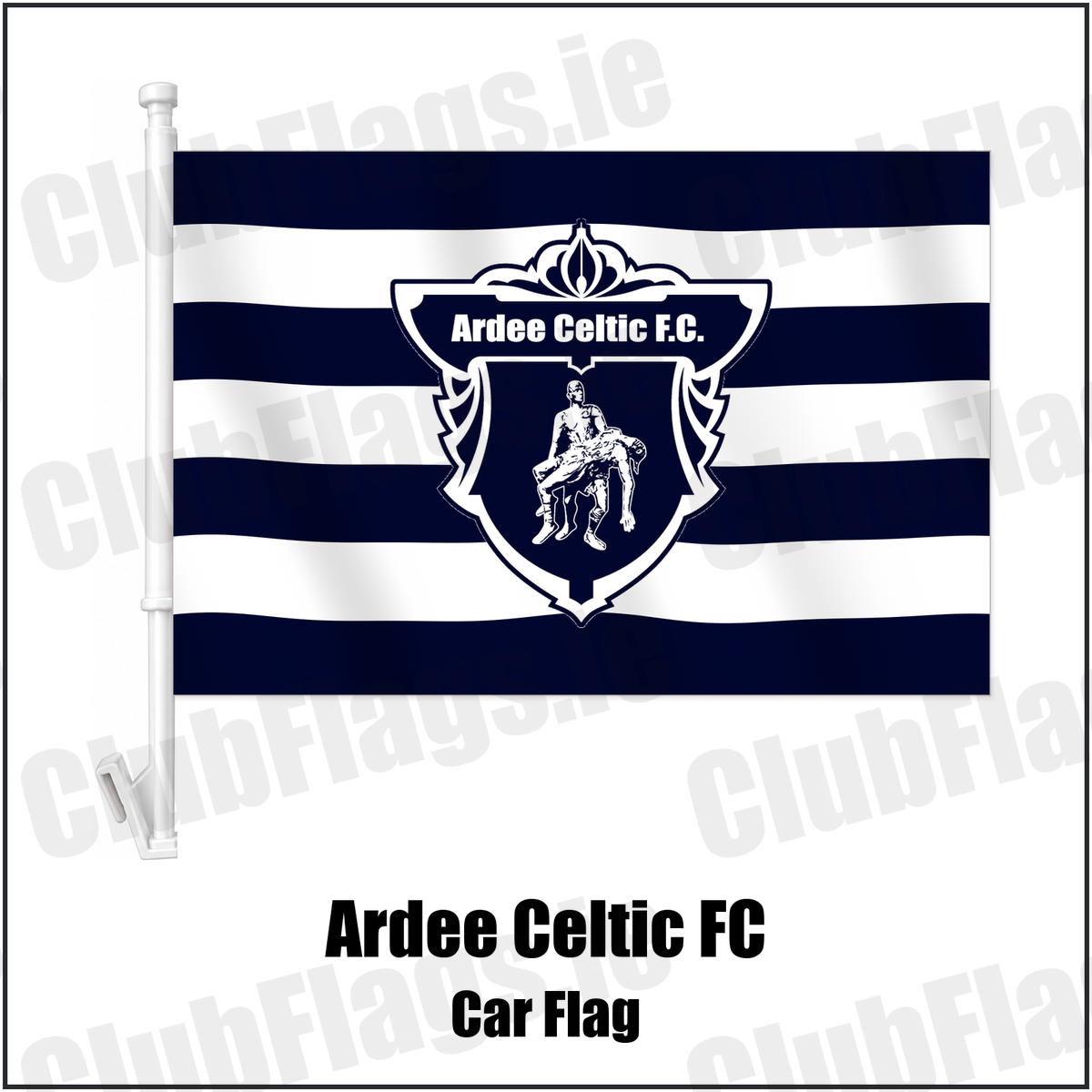 Ardee Celtic FC Car Flag with the club crest and colours, Louth Football - ClubFlags.ie