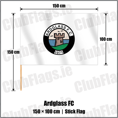 Ardglass FC 100cm x 150cm Stick Flag with the club crest and colours, Down Football - ClubFlags.ie