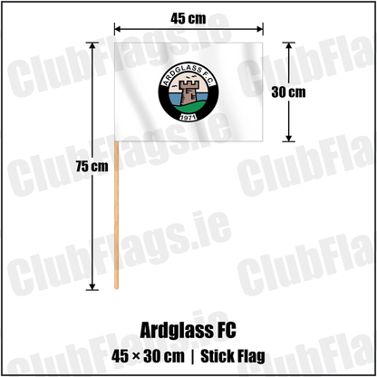 Ardglass FC 30cm x 45cm Stick Flag with the club crest and colours, Down Football - ClubFlags.ie