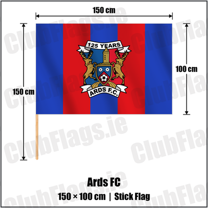 Ards FC 100cm x 150cm Stick Flag with the verified club crest and colours, Down Football - ClubFlags.ie
