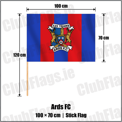 Ards FC 70cm x 100cm Stick Flag with the verified club crest and colours, Down Football - ClubFlags.ie
