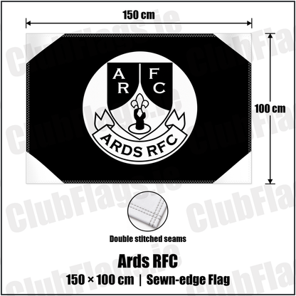 Ards RFC 100cm x 150cm Flag (sewn on the edges) with the club crest and colours, Down Rugby - ClubFlags.ie