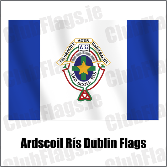 Ardscoil Rís Dublin Flags with the club crest and colours, Dublin GAA - ClubFlags.ie