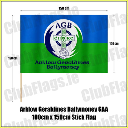 Arklow Geraldines Ballymoney GAA 100cm x 150cm Stick Flag