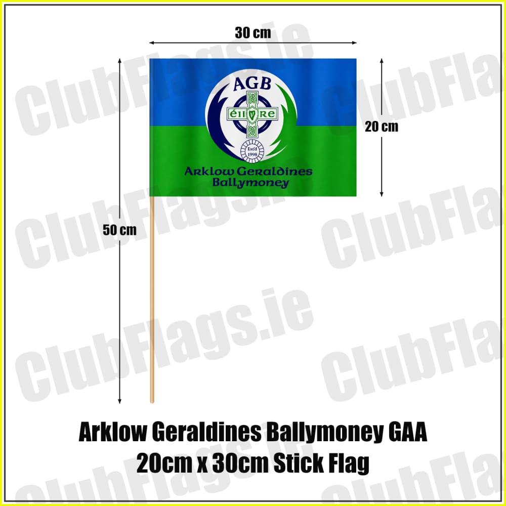 Arklow Geraldines Ballymoney GAA 20cm x 30cm Stick Flag