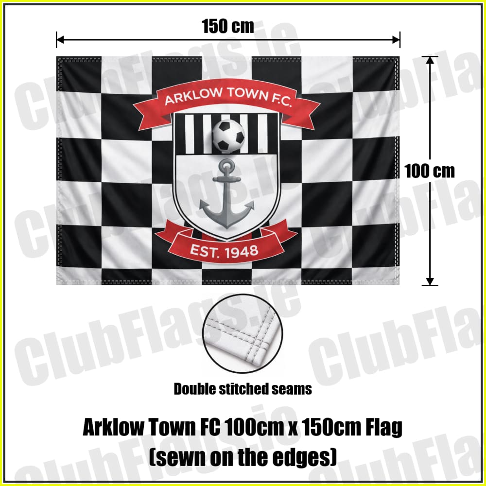 Arklow Town FC 100cm x 150cm Flag (sewn on the edges) - ClubFlags.ie