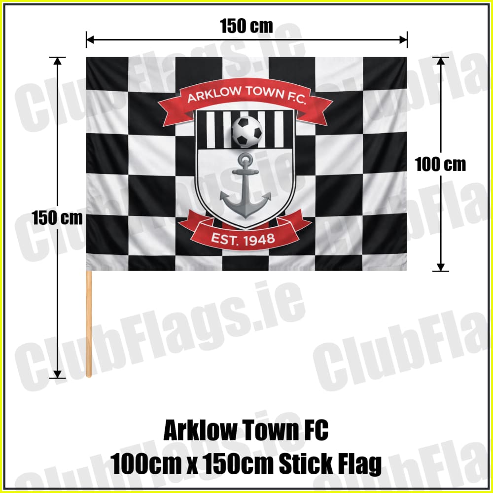 Arklow Town FC 100cm x 150cm Stick Flag - ClubFlags.ie