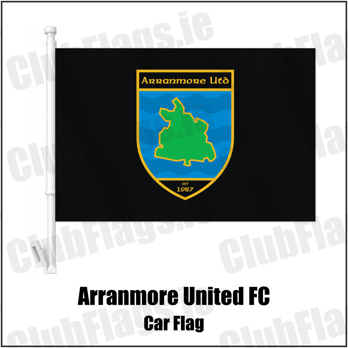 Arranmore United FC Car Flag with the club crest and colours, Donegal Football - ClubFlags.ie