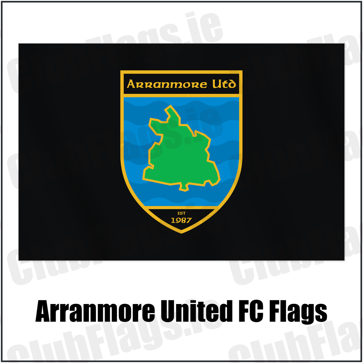 Arranmore United FC Flags with the club crest and colours, Donegal Football - ClubFlags.ie