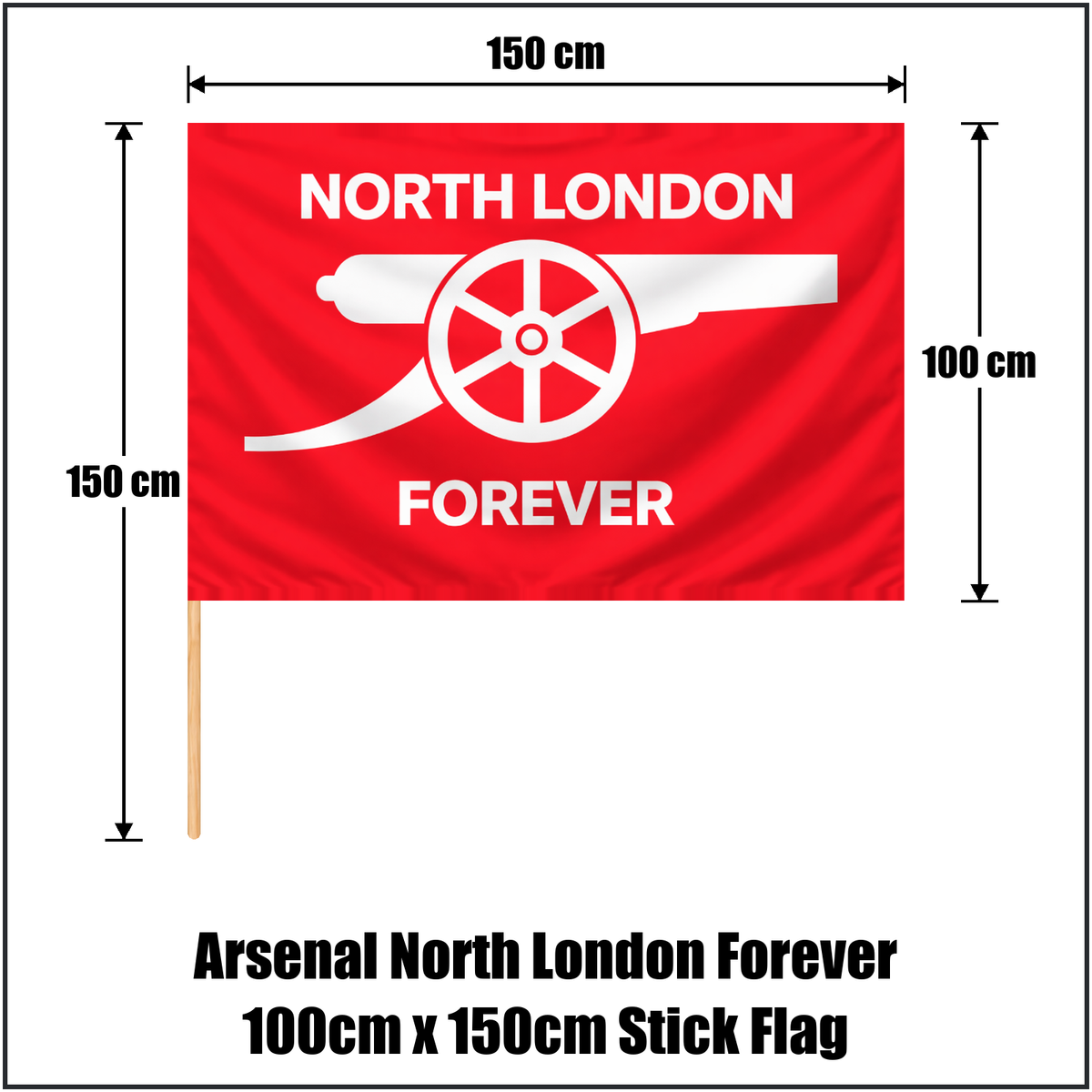 Arsenal North London Forever 100cm x 150cm Stick Flag - ClubFlags.ie