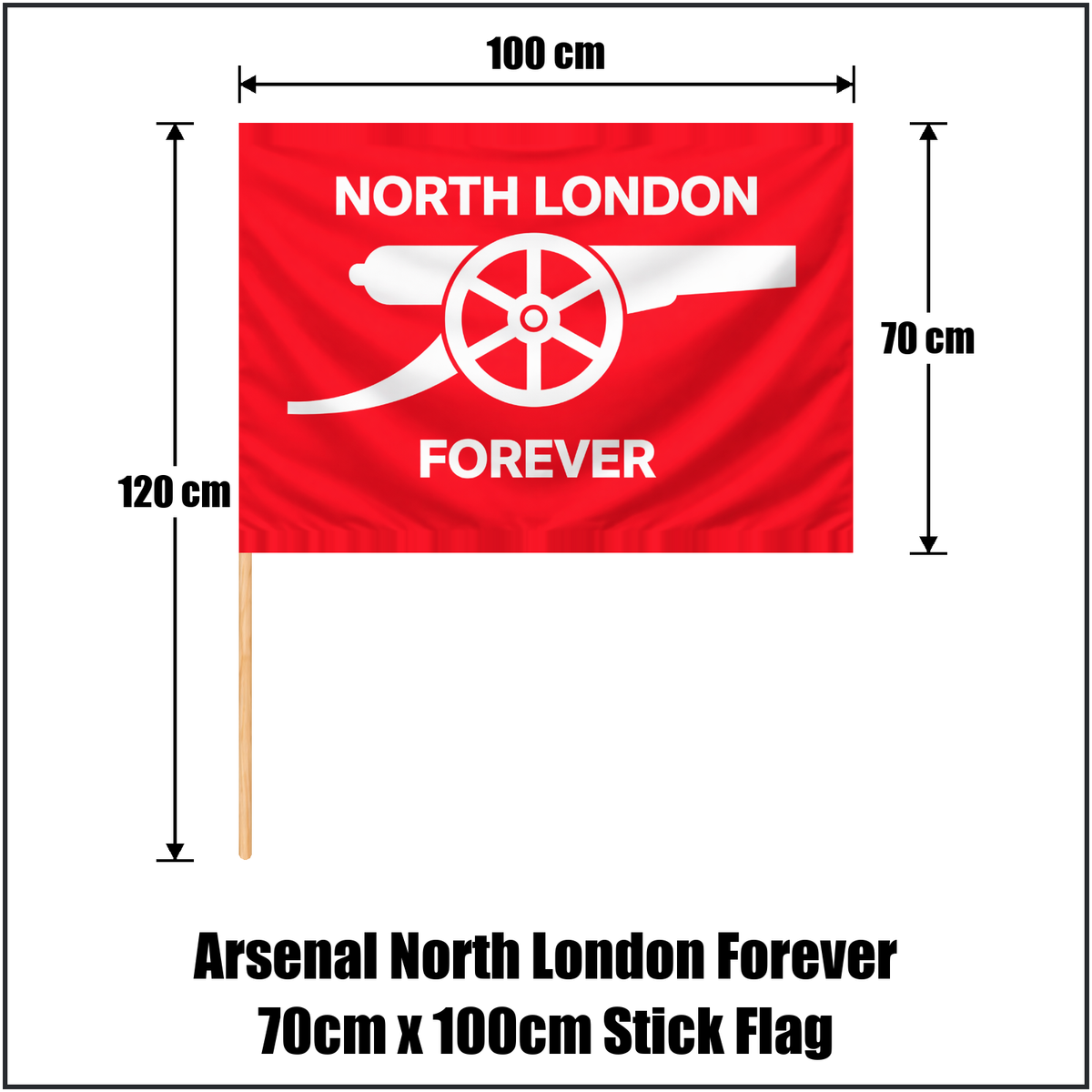 Arsenal North London Forever 70cm x 100cm Stick Flag - ClubFlags.ie