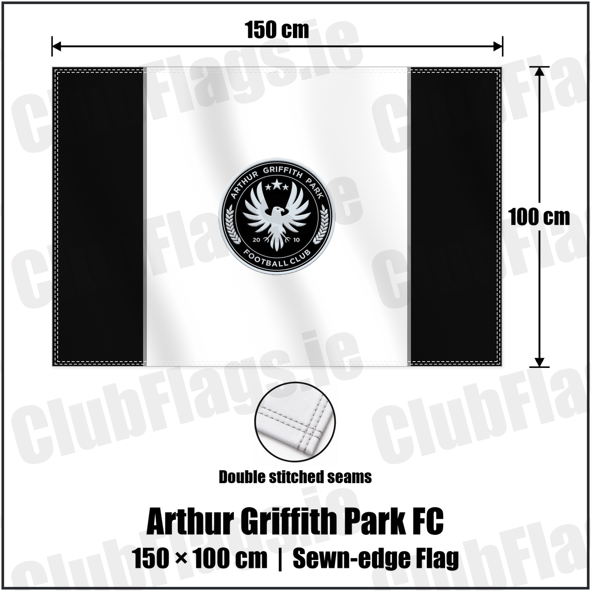 Arthur Griffith Park FC 100cm x 150cm Flag (sewn on the edges) with the club crest and colours, Dublin Football - ClubFlags.ie