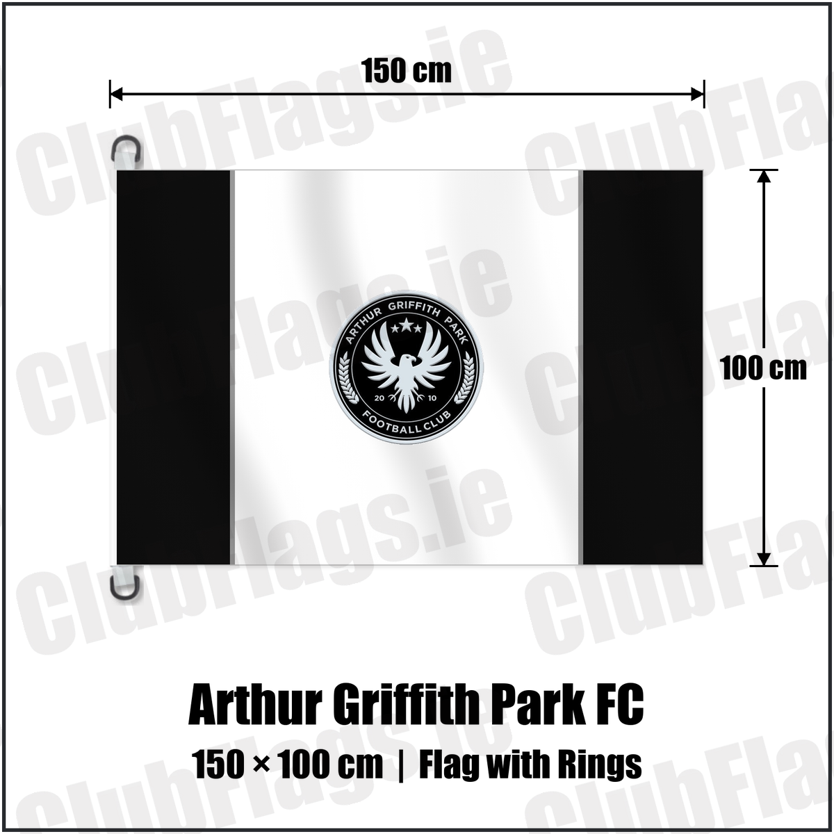 Arthur Griffith Park FC 150cm x 100cm Flag Pole Flag with Rings with the club crest and colours, Dublin Football - ClubFlags.ie