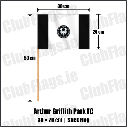Arthur Griffith Park FC 20cm x 30cm Stick Flag with the club crest and colours, Dublin Football - ClubFlags.ie