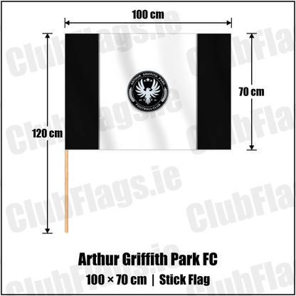 Arthur Griffith Park FC 70cm x 100cm Stick Flag with the club crest and colours, Dublin Football - ClubFlags.ie