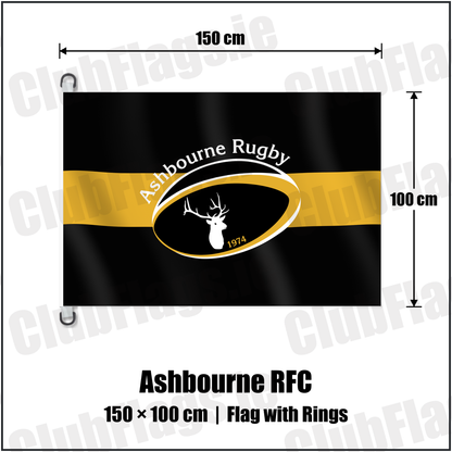 Ashbourne RFC 150cm x 100cm Flag Pole Flag with Rings with the club crest and colours, Meath Rugby - ClubFlags.ie