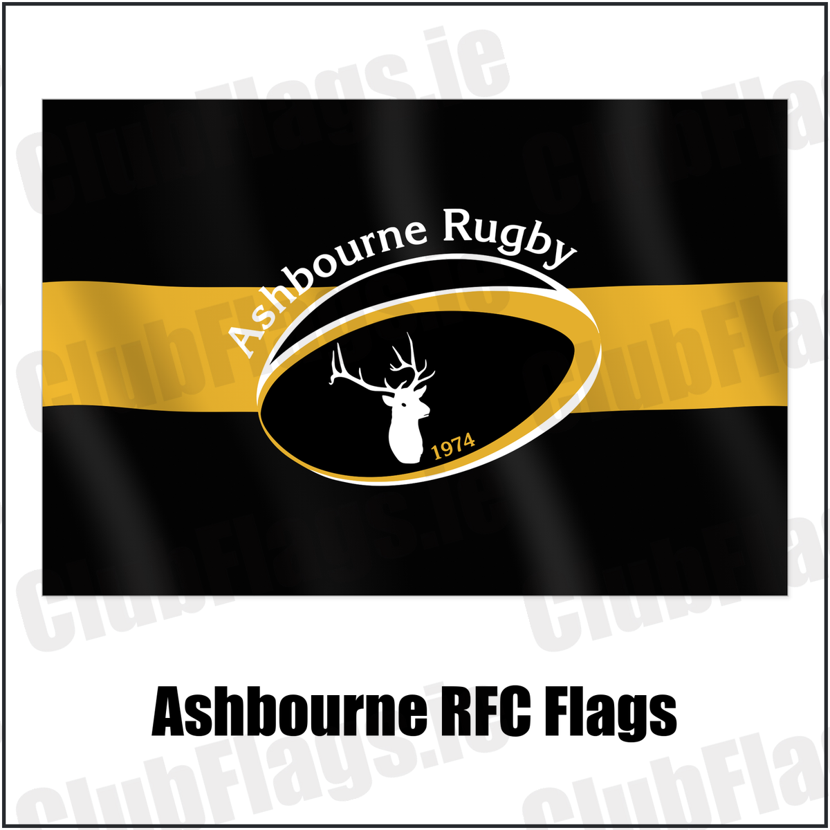 Ashbourne RFC Flags with the club crest and colours, Meath Rugby - ClubFlags.ie