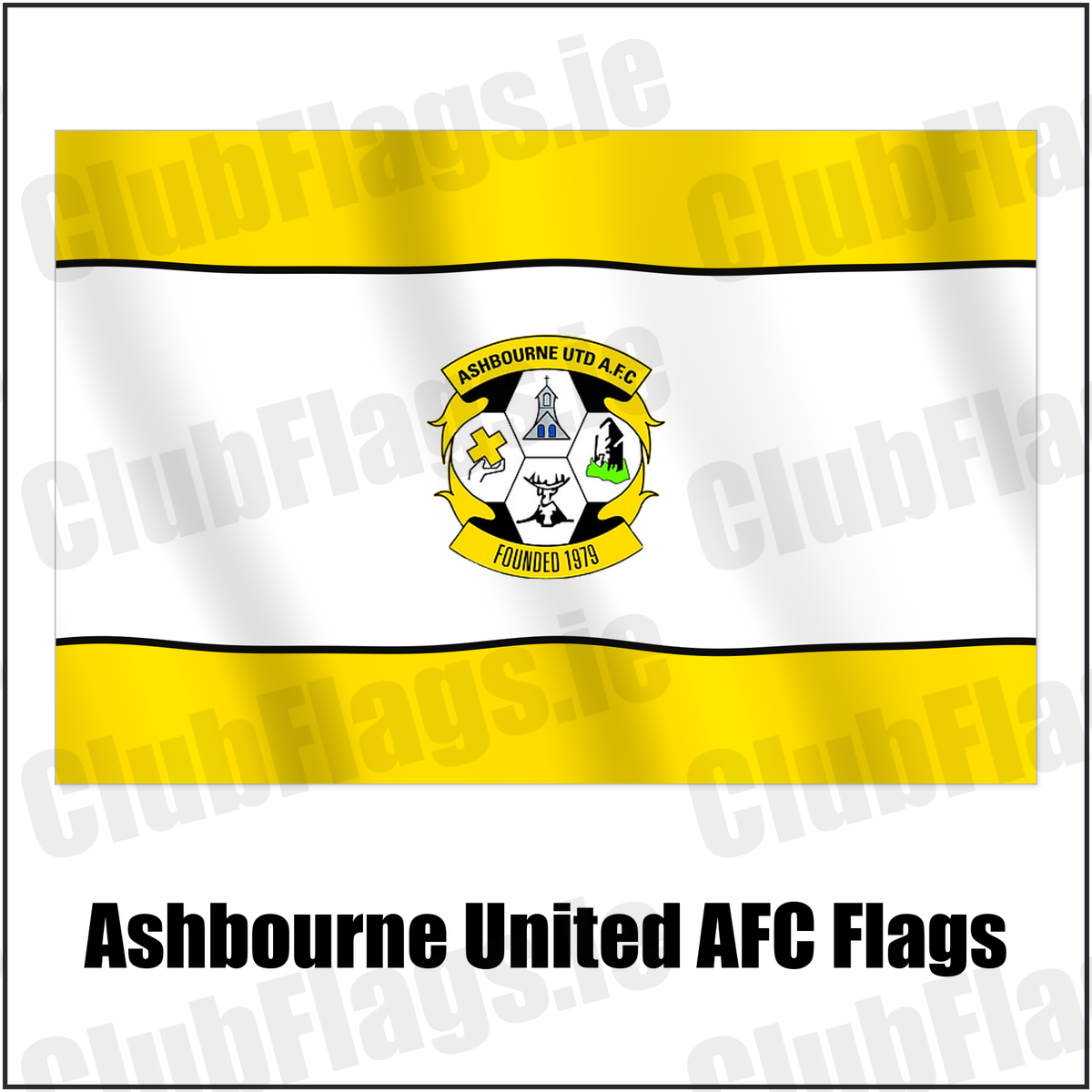 Ashbourne United AFC Flags with the club crest and colours, Meath Football - ClubFlags.ie