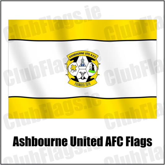 Ashbourne United AFC Flags with the club crest and colours, Meath Football - ClubFlags.ie