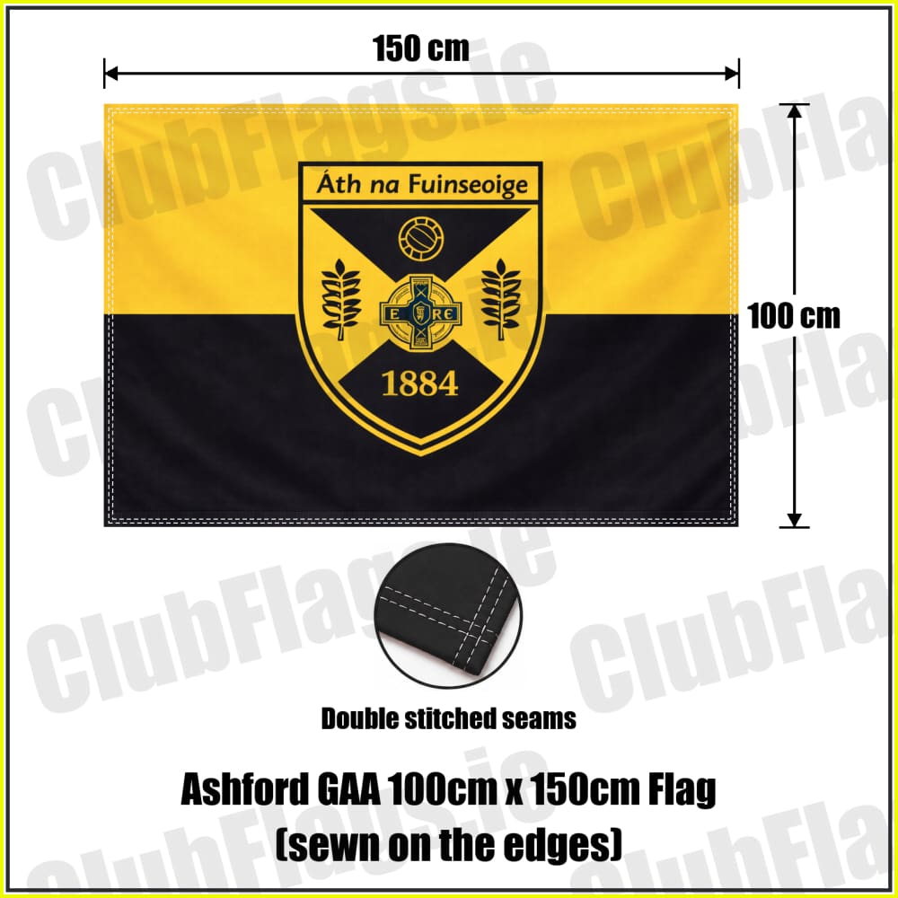 Ashford GAA 100cm x 150cm Flag (sewn on the edges) - ClubFlags.ie