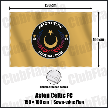 Aston Celtic FC 100cm x 150cm Flag (sewn on the edges) with the club crest and colours, Louth Football - ClubFlags.ie