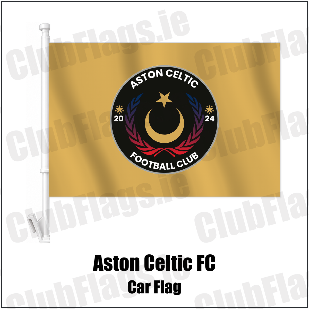 Aston Celtic FC Car Flag with the club crest and colours, Louth Football - ClubFlags.ie