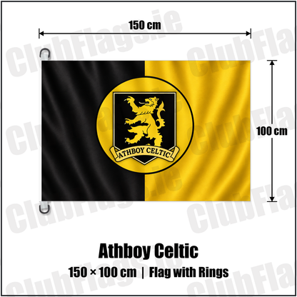 Athboy Celtic 150cm x 100cm Flag Pole Flag with Rings with the club crest and colours, Meath football - ClubFlags.ie