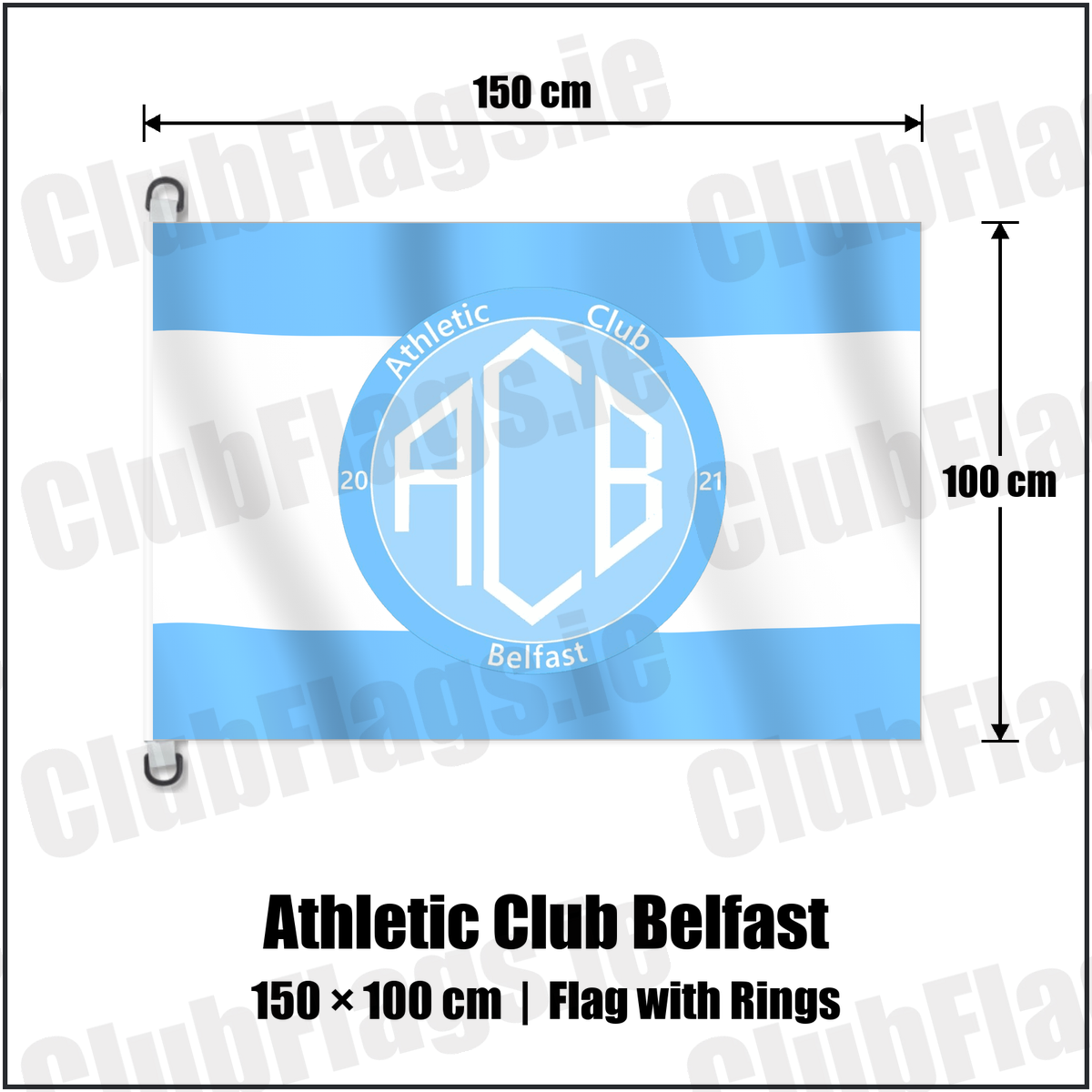 Athletic Club Belfast 150cm x 100cm Flag Pole Flag with Rings with the club crest and colours, Antrim Football - ClubFlags.ie