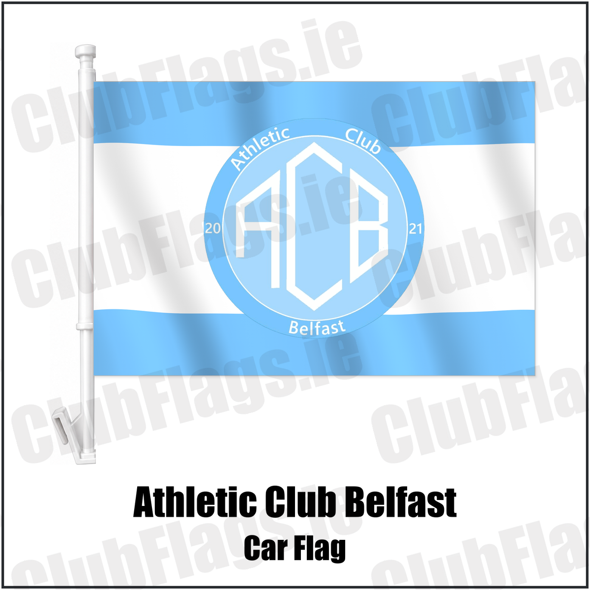Athletic Club Belfast Car Flag with the club crest and colours, Antrim Football - ClubFlags.ie