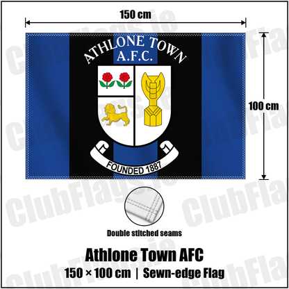 Athlone Town AFC 100cm x 150cm Flag (sewn on the edges) with the club crest and colours, Westmeath Football - ClubFlags.ie