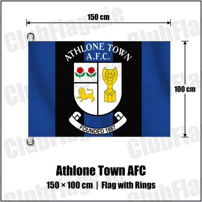 Athlone Town AFC 150cm x 100cm Flag Pole Flag with Rings with the club crest and colours, Westmeath Football - ClubFlags.ie